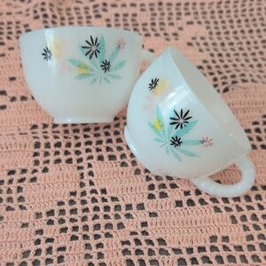 Vintage Mid Century Milk Glass Tea Cups